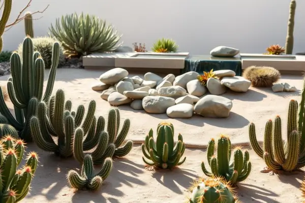 jardim de cactos zen em casa
